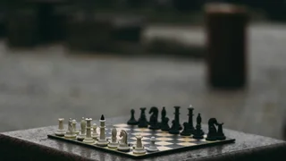 A chess board mid-game